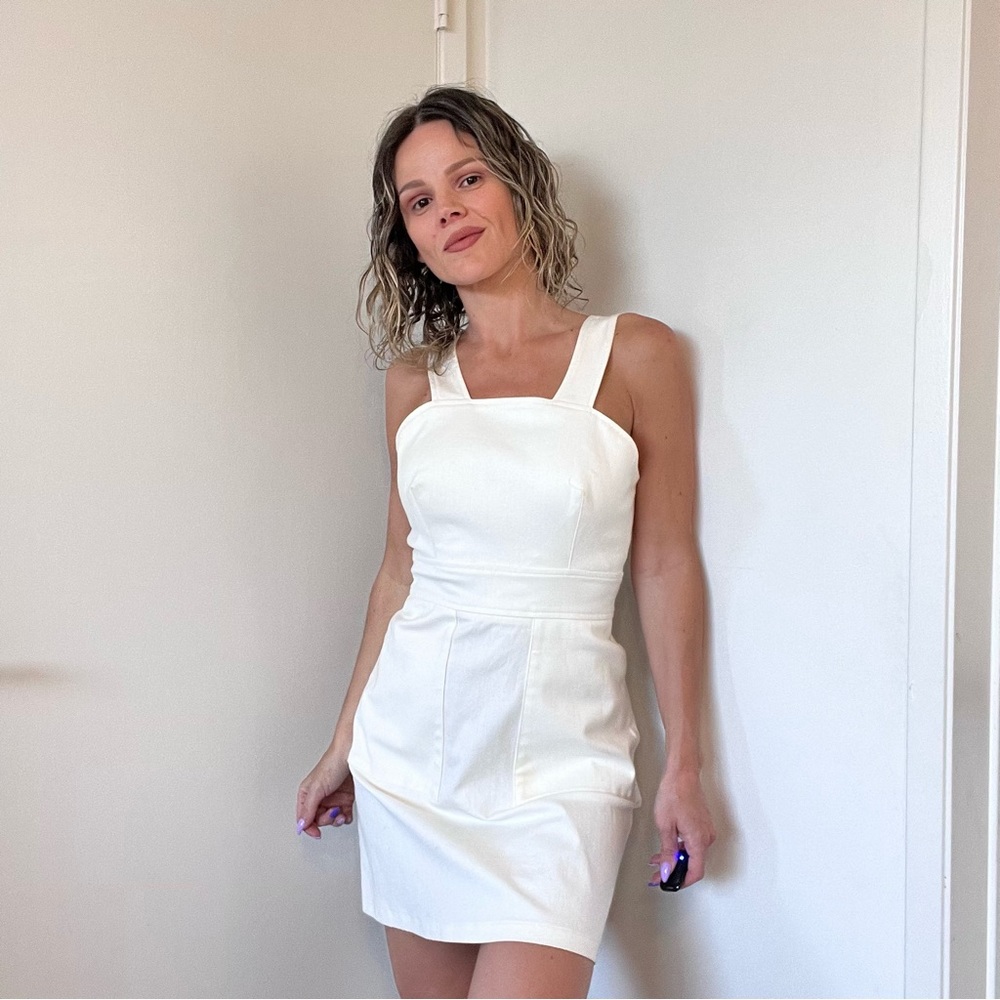Reformation Kaia Denim Patch Pocket Dress White - Picture 6 of 11